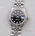 Best Quality TWS Factory Replica Rolex Datejust 28mm Watch Black Dial Diamond Hour Markers NH05 